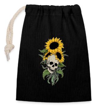 Rad Tech Sunflower Cool Floral Crâne Jardinage - Sac cadeau en coton avec cordon (14 x 20 cm) - noir - Devant