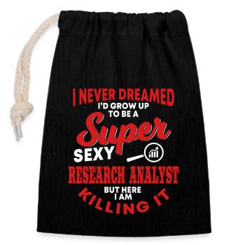 Research Analyst Outfit Market Research - Closable cotton gift bag (14x20cm) - black - Front
