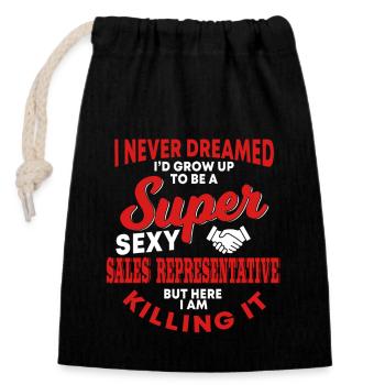 Great sales representative outfit - Closable cotton gift bag (14x20cm) - black - Front