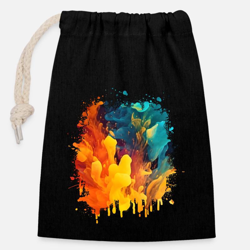 Cool Abstract Art: Colorful Liquid - Closable cotton gift bag (14x20cm) - black