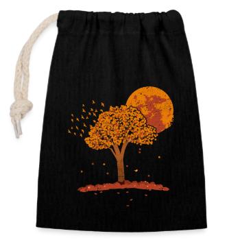 Full Moon Flock Birds Mountain Wildlife Nature Retro - Closable cotton gift bag (14x20cm) - black - Front