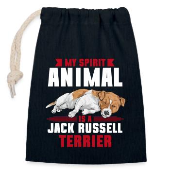 Jack Russell Terrier - Sac cadeau en coton avec cordon (14 x 20 cm) - bleu marine - Devant