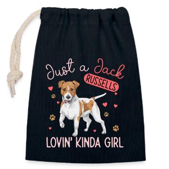 Jack Russell Terrier - Sac cadeau en coton avec cordon (14 x 20 cm) - bleu marine - Devant