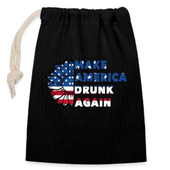Make America Drunk again - Verschließbarer Geschenkbeutel aus Baumwolle (14x20cm) - Schwarz - Vorne