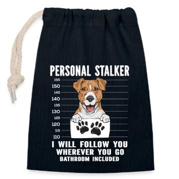 Jack Russell Terrier - Sac cadeau en coton avec cordon (14 x 20 cm) - bleu marine - Devant