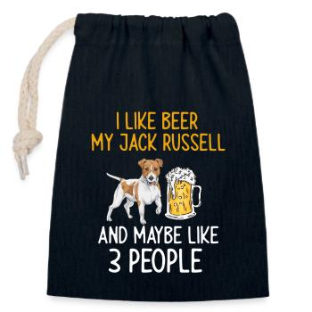 Jack Russell Terrier - Sac cadeau en coton avec cordon (14 x 20 cm) - bleu marine - Devant