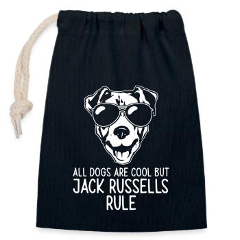 Jack Russell Terrier - Sac cadeau en coton avec cordon (14 x 20 cm) - bleu marine - Devant