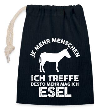Esel - Verschließbarer Geschenkbeutel aus Baumwolle (14x20cm) - Navy - Vorne