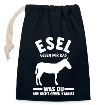 Esel - Verschließbarer Geschenkbeutel aus Baumwolle (14x20cm) - Navy - Vorne