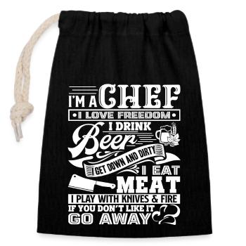 Chef I'm A Chef - Closable cotton gift bag (14x20cm) - black - Front