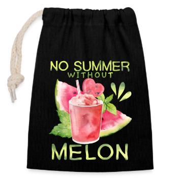 Melon, watermelon, summer, funny saying - Closable cotton gift bag (14x20cm) - black - Front