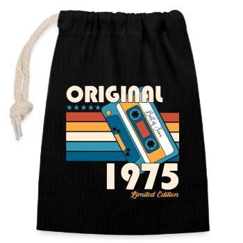 48th Birthday Man June Vintage 1975 Cassette - Sac cadeau en coton avec cordon (14 x 20 cm) - noir - Devant