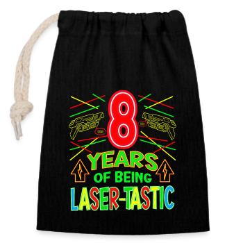 8 Years Of Being Laser-tastic Years Old - Verschließbarer Geschenkbeutel aus Baumwolle (14x20cm) - Schwarz - Vorne