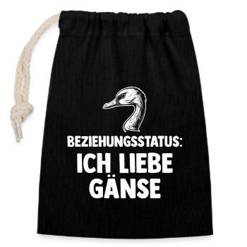 Beziehungsstatus Gans Gänse - Verschließbarer Geschenkbeutel aus Baumwolle (14x20cm) - Schwarz - Vorne