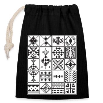AMAZIGH BERBER KABYLISCHES KABYLISCHES MOTIV - Verschließbarer Geschenkbeutel aus Baumwolle (14x20cm) - Schwarz - Vorne