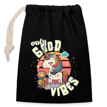 Que des bonnes vibrations : la bonne vie douce licorne magique - Sac cadeau en coton avec cordon (14 x 20 cm) - noir - Devant