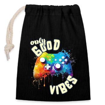 Only Good Vibes: Good Life Cool Gaming Controller - Verschließbarer Geschenkbeutel aus Baumwolle (14x20cm) - Schwarz - Vorne