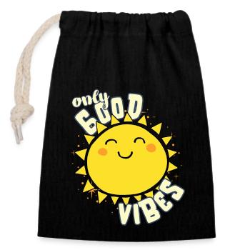 Only Good Vibes: Good Life Süße Cartoon Sonne - Closable cotton gift bag (14x20cm) - black - Front