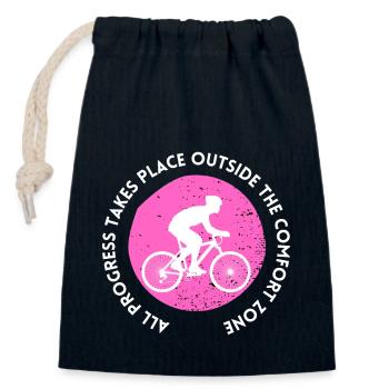 MTB Road Bike Cyclist Leave your comfort zone - Closable cotton gift bag (14x20cm) - navy - Front