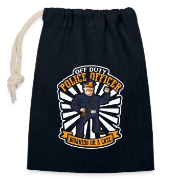Police Cop Officer Police Office - Closable cotton gift bag (14x20cm) - navy - Front