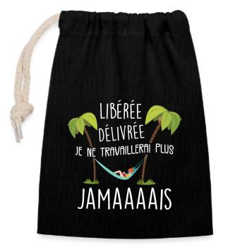 Femme Retraitée Idée Cadeau Femme Humour Retraite - Sac cadeau en coton avec cordon (14 x 20 cm) - noir - Devant