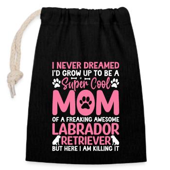 Drôle de maman Labrador - Sac cadeau en coton avec cordon (14 x 20 cm) - noir - Devant