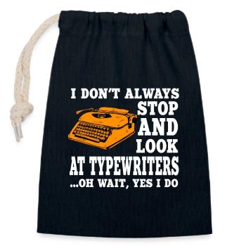 Typewriter Enthusiast - Closable cotton gift bag (14x20cm) - navy - Front