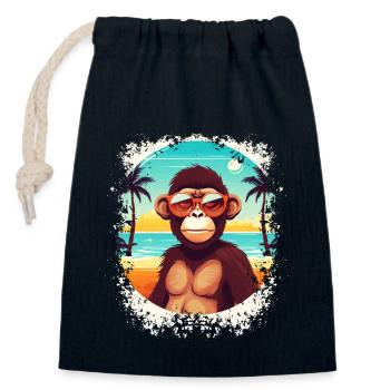 Beach Breeze und Monkey Ease: Cooler Sommerspaß - Verschließbarer Geschenkbeutel aus Baumwolle (14x20cm) - Navy - Vorne