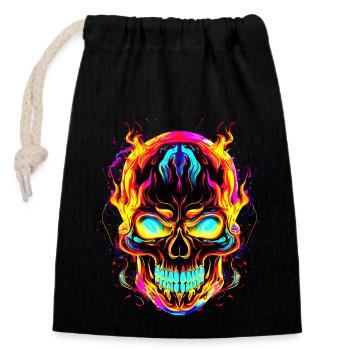 Edgy et alternatif: Crâne gothique - Sac cadeau en coton avec cordon (14 x 20 cm) - noir - Devant