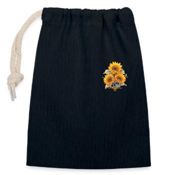 Cool Three Sunflower Bouquet Patch Funny Floral - Sac cadeau en coton avec cordon (14 x 20 cm) - bleu marine - Devant