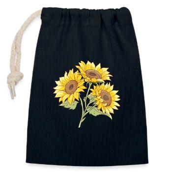 Floral Fleurs Amoureux Jaune Tournesol Cool Summer - Sac cadeau en coton avec cordon (14 x 20 cm) - bleu marine - Devant