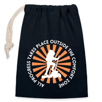 Hiking progress outside the comfort zone - Closable cotton gift bag (14x20cm) - navy - Front