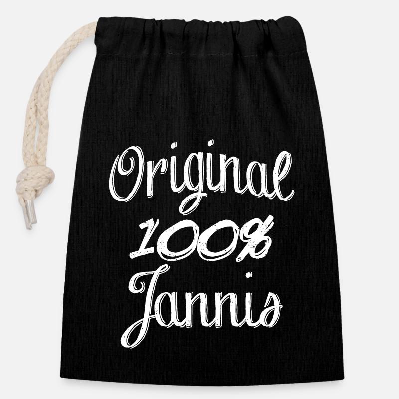 Original 100% Jannis - Closable cotton gift bag (14x20cm) - black