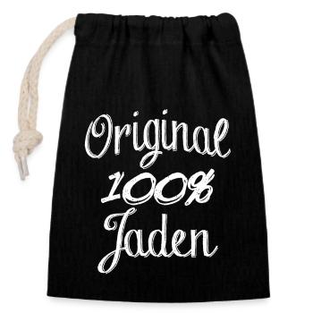 Original 100% Jaden - Verschließbarer Geschenkbeutel aus Baumwolle (14x20cm) - Schwarz - Vorne