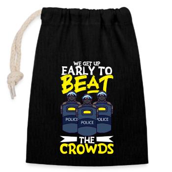 Police Cop Officer Police Office - Closable cotton gift bag (14x20cm) - black - Front