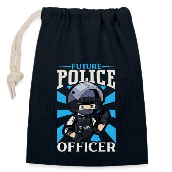 Police Cop Officer Police Office - Closable cotton gift bag (14x20cm) - navy - Front