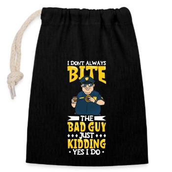 Police Cop Officer Police Office - Closable cotton gift bag (14x20cm) - black - Front