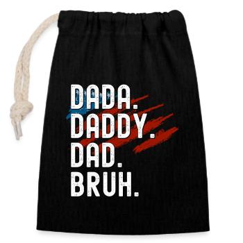 Men Dada Daddy Dad Bruh Fathers Day Vintage Funny - Closable cotton gift bag (14x20cm) - black - Front