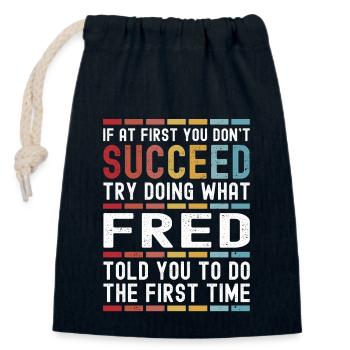 Fred Name Personalized Funny Birthday Christmas - Closable cotton gift bag (14x20cm) - navy - Front