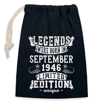 Geburtstag September 1946 Jahr Limited Edition - Verschließbarer Geschenkbeutel aus Baumwolle (14x20cm) - Navy - Vorne