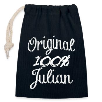 Original 100% Julian - Verschließbarer Geschenkbeutel aus Baumwolle (14x20cm) - Navy - Vorne