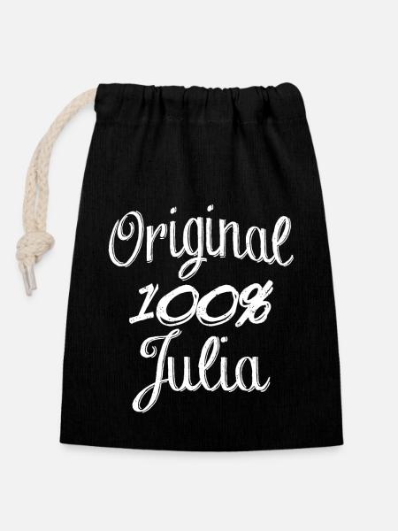 Original 100% Julia - Verschließbarer Geschenkbeutel aus Baumwolle (14x20cm) - Schwarz
