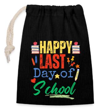 Happy last day of school,class of 2024 , Igraduate - Closable cotton gift bag (14x20cm) - black - Front