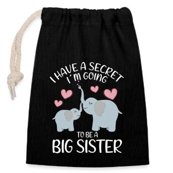 I Have A Secret Im Going To Be A Big Sister - Closable cotton gift bag (14x20cm) - black - Front