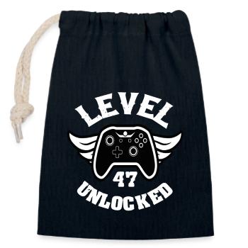 Level 47 Unlocked 47 Geburtstag - Verschließbarer Geschenkbeutel aus Baumwolle (14x20cm) - Navy - Vorne
