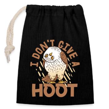 I Don't Give A Hoot Nocturnal Bird Night Owl - Closable cotton gift bag (14x20cm) - black - Front