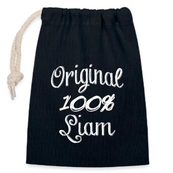 Original 100% Liam - Verschließbarer Geschenkbeutel aus Baumwolle (14x20cm) - Navy - Vorne