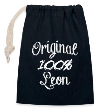 Original 100% Leon - Verschließbarer Geschenkbeutel aus Baumwolle (14x20cm) - Navy - Vorne