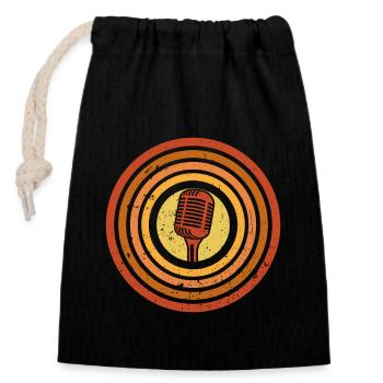 Podcaster Podcast - Closable cotton gift bag (14x20cm) - black - Front