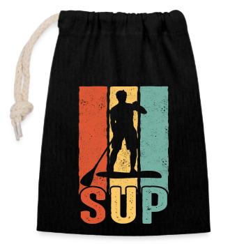 Stand up Paddle SUP Board Surfen Paddling - Verschließbarer Geschenkbeutel aus Baumwolle (14x20cm) - Schwarz - Vorne